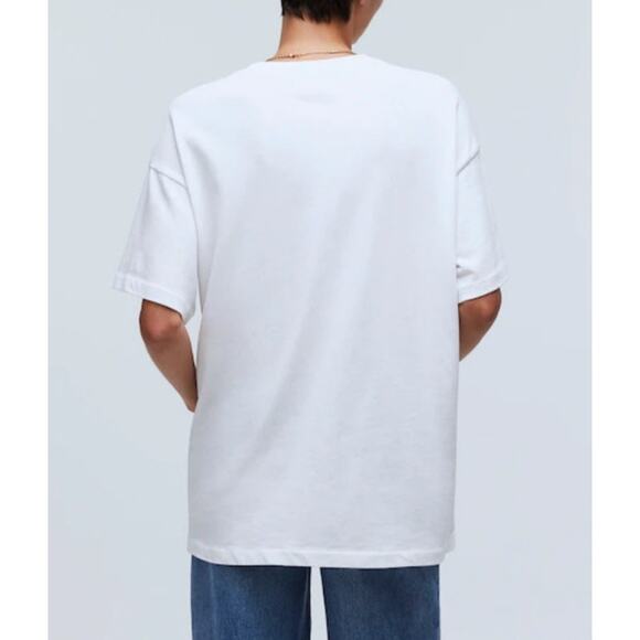 NWT Madewell Garment Dyed Oversized Pocket Tee Shirt Basic Eyelet White Size XS - Picture 3 of 7